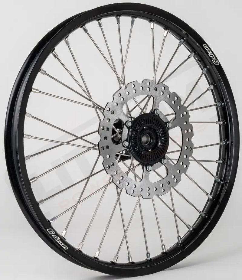 Warp9 Surron Ultra Front Wheel (IN STOCK) Fitment Below - 21x1.60 Black/Black/Silver/Silver