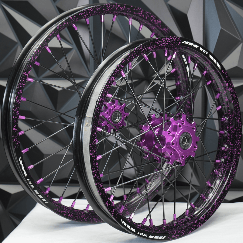 WGT Lightweight EMoto Splattered V2 19x16 Wheel Set