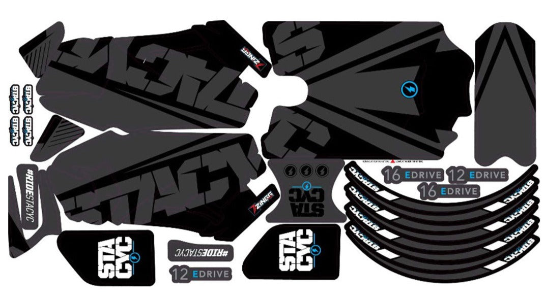 Stacyc 12" or 16" Graphics Kit - Electrify Black